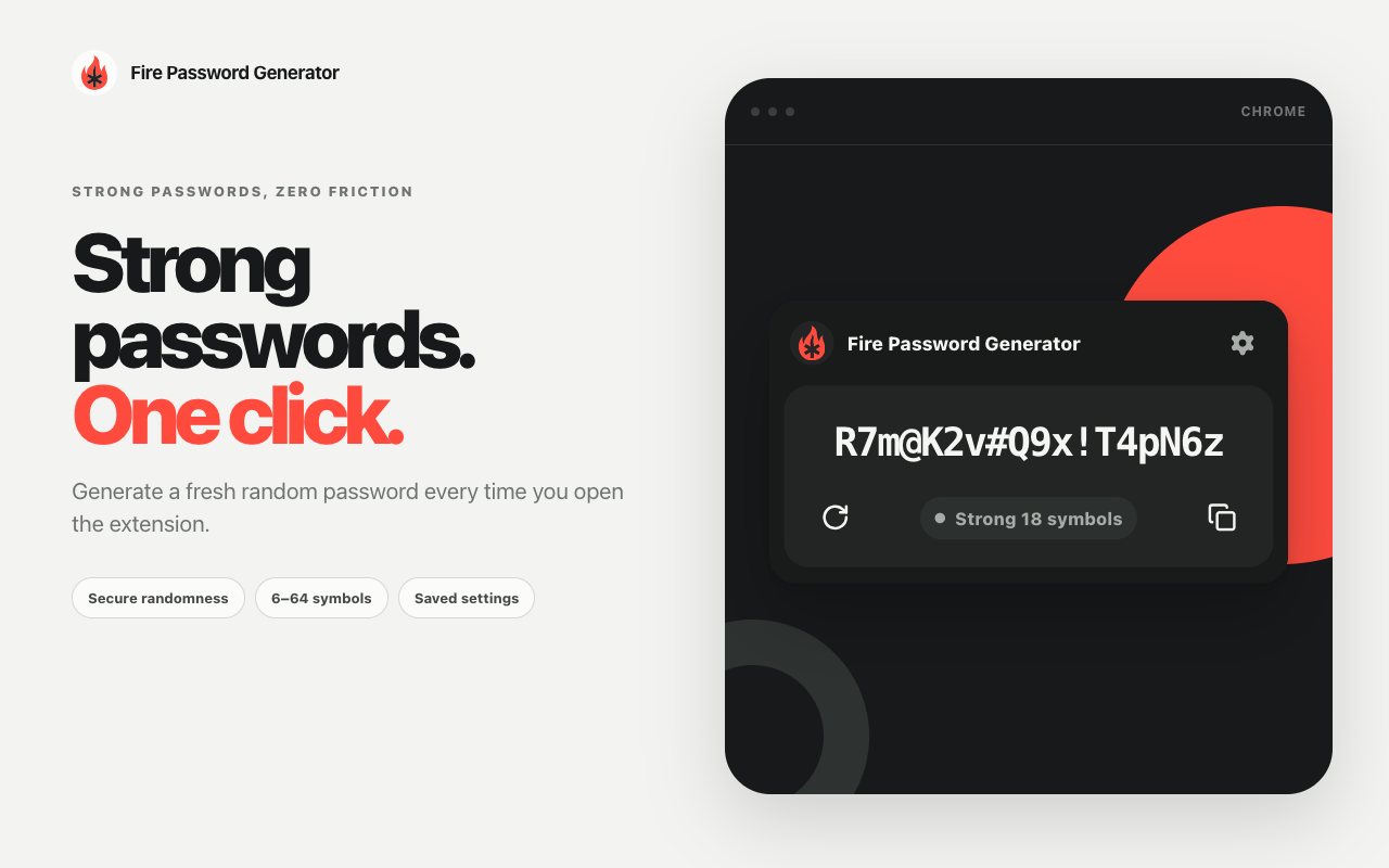 Generate a strong password in one click